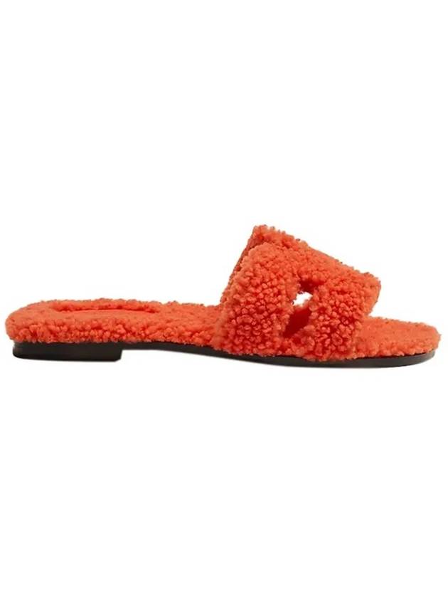 Oran Shearling Slippers Orange - HERMES - BALAAN.