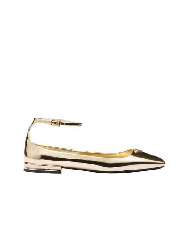 Metallic Leather Ballerinas Platinum Gold - PRADA - 1