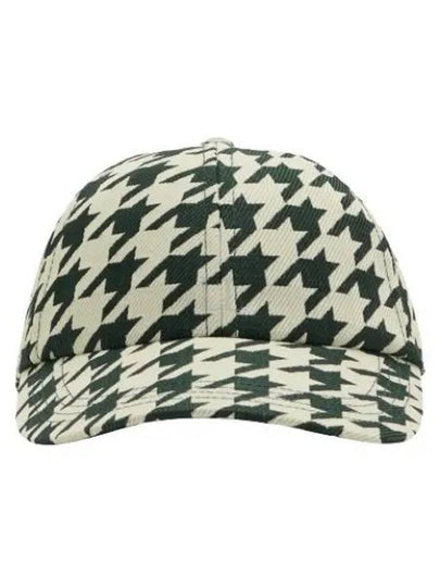 Houndstooth Pattern Cotton Ball Cap Green - BURBERRY - BALAAN 2