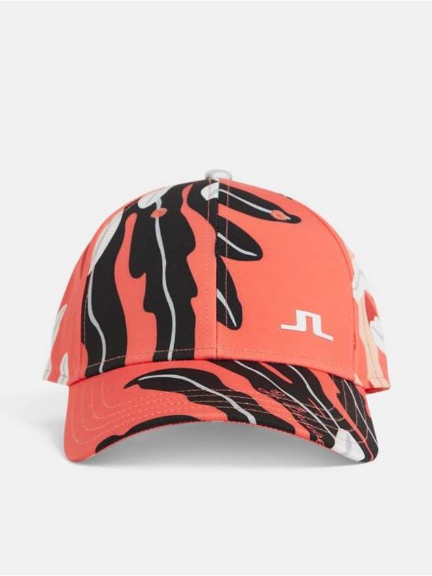 Women's Asta Print Ball Cap Paradise Monstera Coral - J.LINDEBERG - BALAAN 2