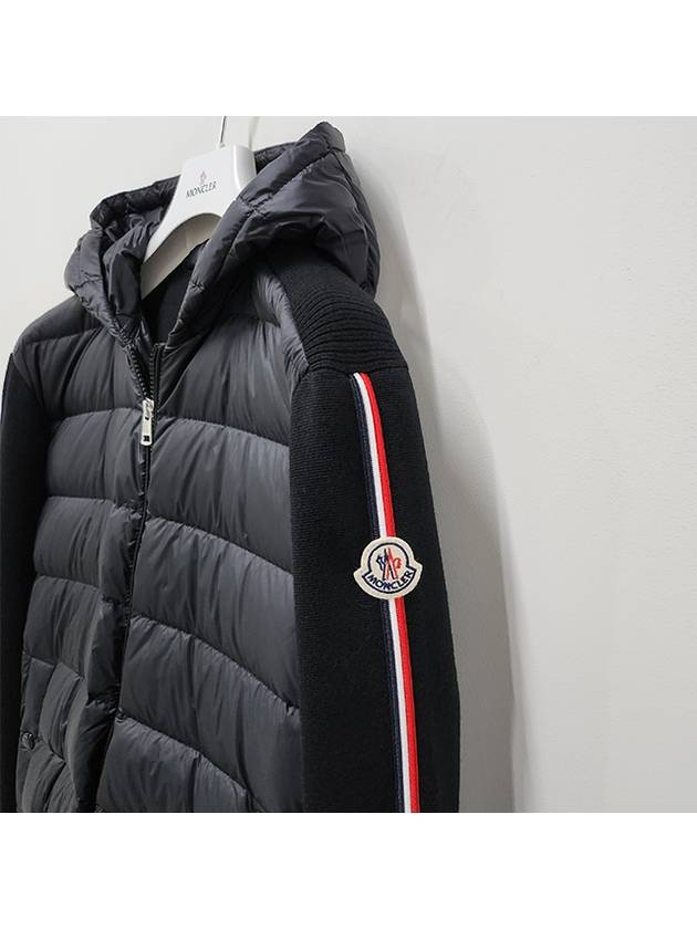 Logo Patch Padded Wool Hooded Jacket Black - MONCLER - BALAAN 6