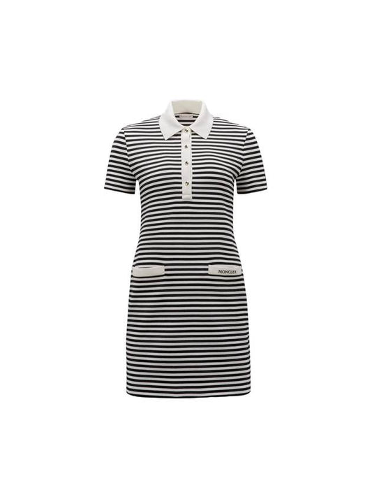 Striped polo short dress black white - MONCLER - BALAAN 1