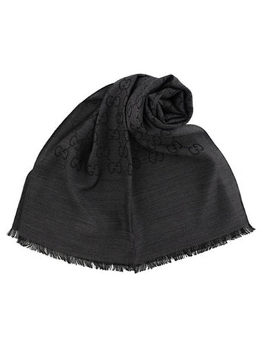 GG Jacquard Pattern Two-Tone Wool Silk Muffle Black - GUCCI - BALAAN 1