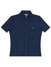 slim fit zip-up short sleeve t-shirt navy - TOMMY HILFIGER - BALAAN