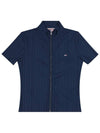 Slim Fit Zip-Up Short Sleeve T-Shirt Navy - TOMMY HILFIGER - BALAAN 2