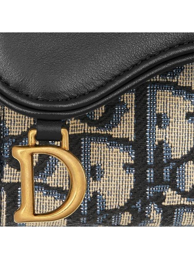 Saddle Bloom Card Holder Blue Oblique Jacquard and Smooth Calfskin S5611CNKO M928 - DIOR - BALAAN 6