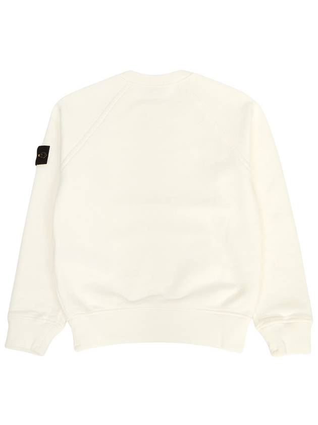 Kids Garment Dyed Old Effect Diagonal Cotton Fleece Sweatshirt Ivory - STONE ISLAND - BALAAN 3