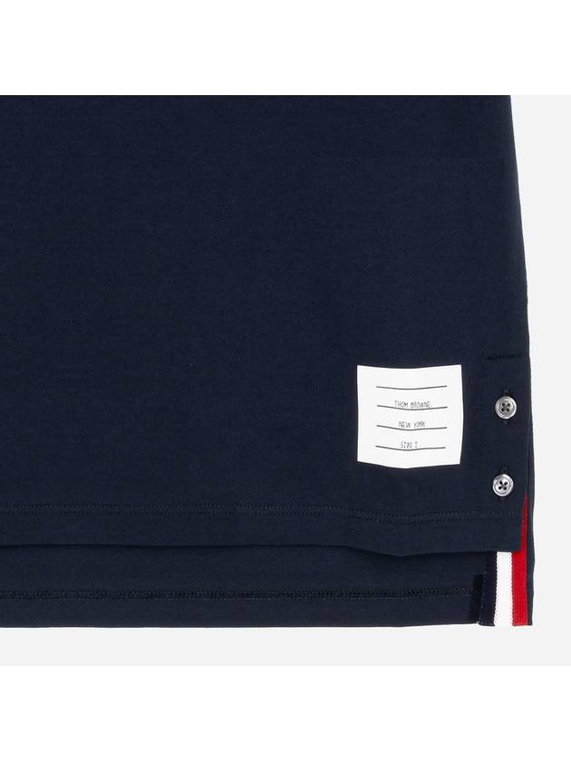 Men's Medium Weight Jersey Tipped Pocket Crewneck Short Short Sleeve T-Shirt Navy - THOM BROWNE - BALAAN 5