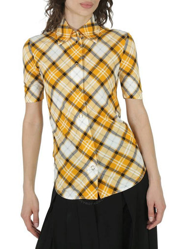 Burberry Patia Check Jersey Short-Sleeve Shirt, Brand Size 2 (US Size 0) - BURBERRY - BALAAN 1