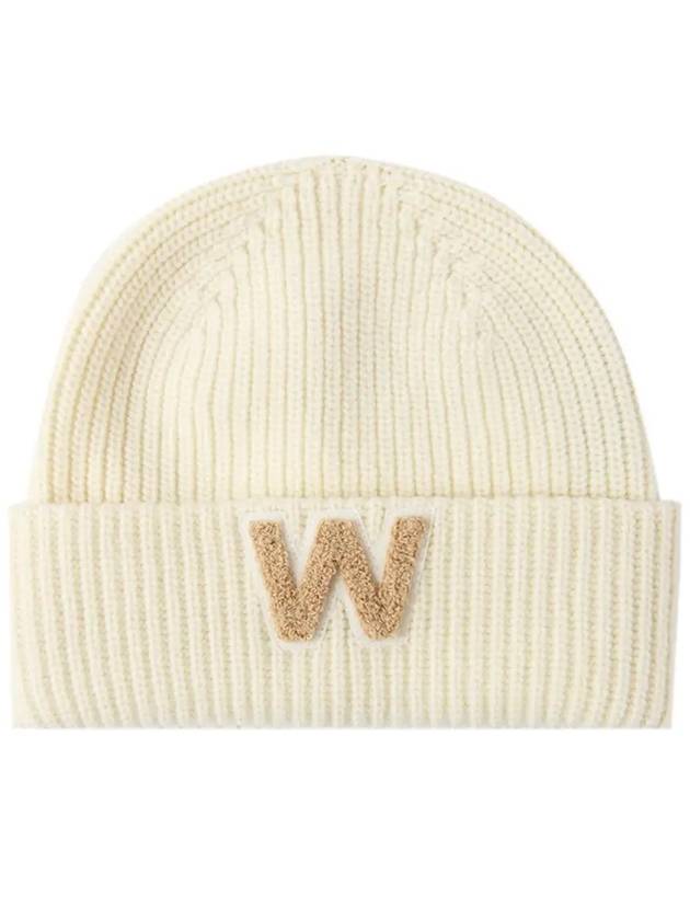 ALBEN logo patch wool beanie ivory 2355760634 001 - MAX MARA - BALAAN 2