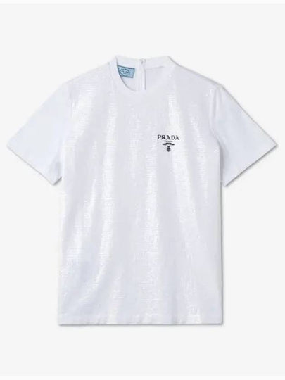 Embroidery Short Sleeve T-Shirt White - PRADA - BALAAN 2