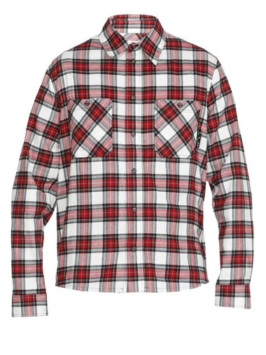 All-Over Flannel Check Long-Sleeved Shirt Red - OFF WHITE - BALAAN 1