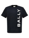 Logo Print Short Sleeve T-Shirt Navy - BALLY - BALAAN 2