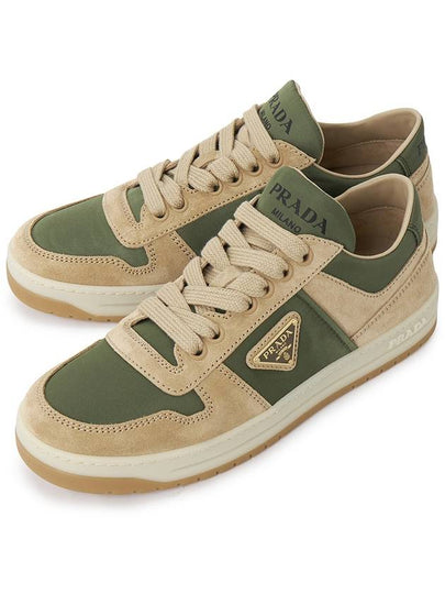 Women's Downtown Re-Nylon Low Top Sneakers Beige Green - PRADA - BALAAN 2