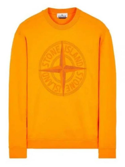 Garment Dyed Stitches Four Print Crewneck Sweatshirt Orange - STONE ISLAND - BALAAN 2