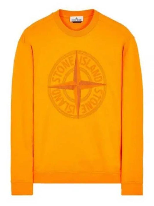 Garment Dyed Stitches Four Print Crewneck Sweatshirt Orange - STONE ISLAND - BALAAN 2