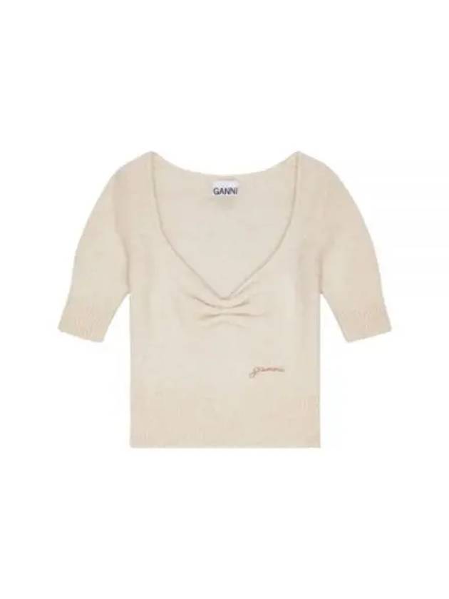 Logo Knit Top Ivory - GANNI - BALAAN 2