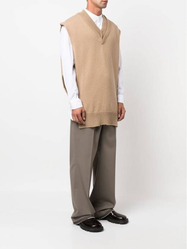 Layered Detail V-Neck Knit Vest Pink Beige - MAISON MARGIELA - BALAAN 4