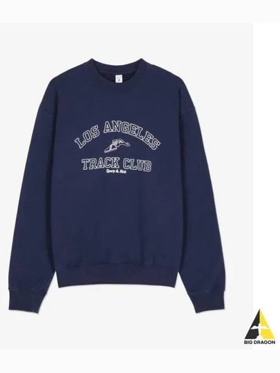 Logo Crew Neck Cotton Sweatshirt Navy - SPORTY & RICH - BALAAN 2