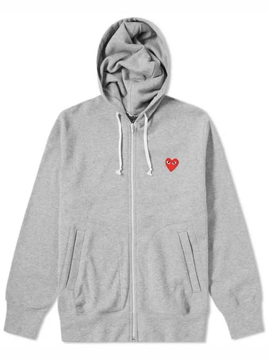 Men's Red Heart Waffen Zip Up Hoodie Grey P1 T168 1 - COMME DES GARCONS - BALAAN 1