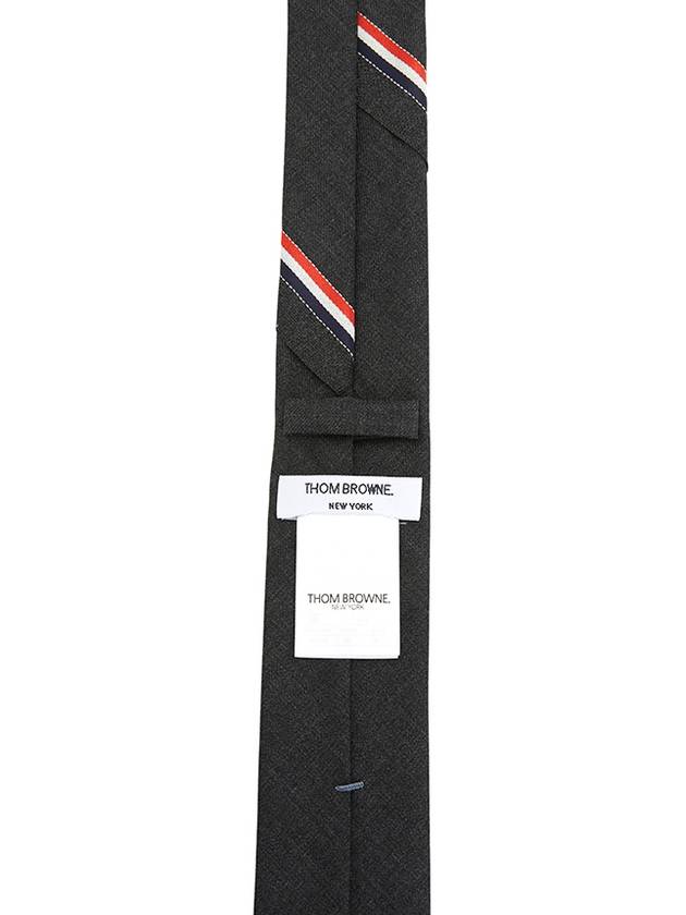 Three Stripes Classic RWB Selvage Super 120 Count Wool Tie Dark Grey - THOM BROWNE - BALAAN 9