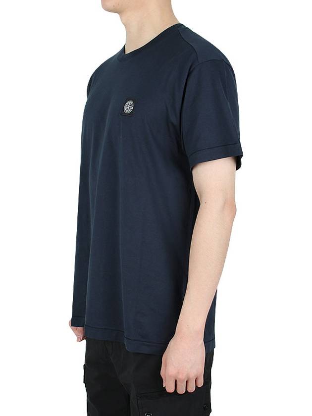 Slimfit Cotton Jersey Short Sleeve T-shirt Navy - STONE ISLAND - BALAAN 4