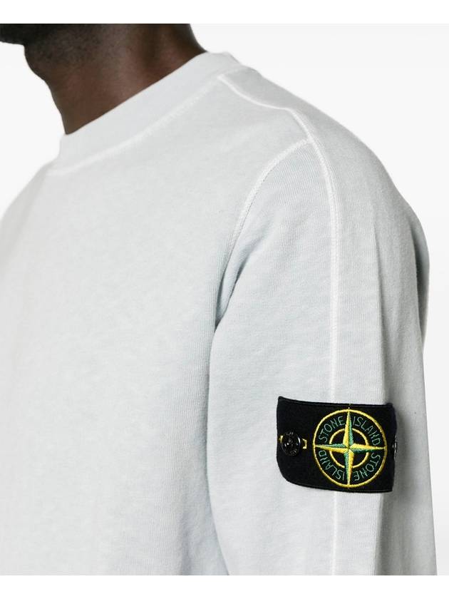 Garment Dyed Malfile Crewneck Sweatshirt Sky Blue - STONE ISLAND - BALAAN 8