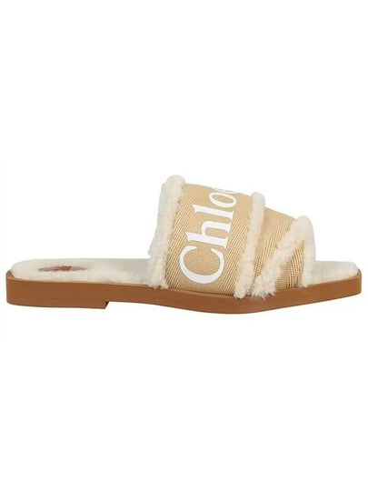 Woody Shearling Flat Mule Slippers Beige - CHLOE - BALAAN 2