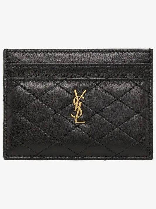 Monogram Gabi Gold Hardware Logo Quilting Card Wallet Black - SAINT LAURENT - BALAAN 2