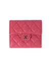 Classic Small Flap Gold Grained Shiny Gold Half Wallet Red Pink - CHANEL - BALAAN 1