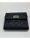 Boy  Small Flap Wallet Caviar Leather & Ruthenium Black - CHANEL - BALAAN 3