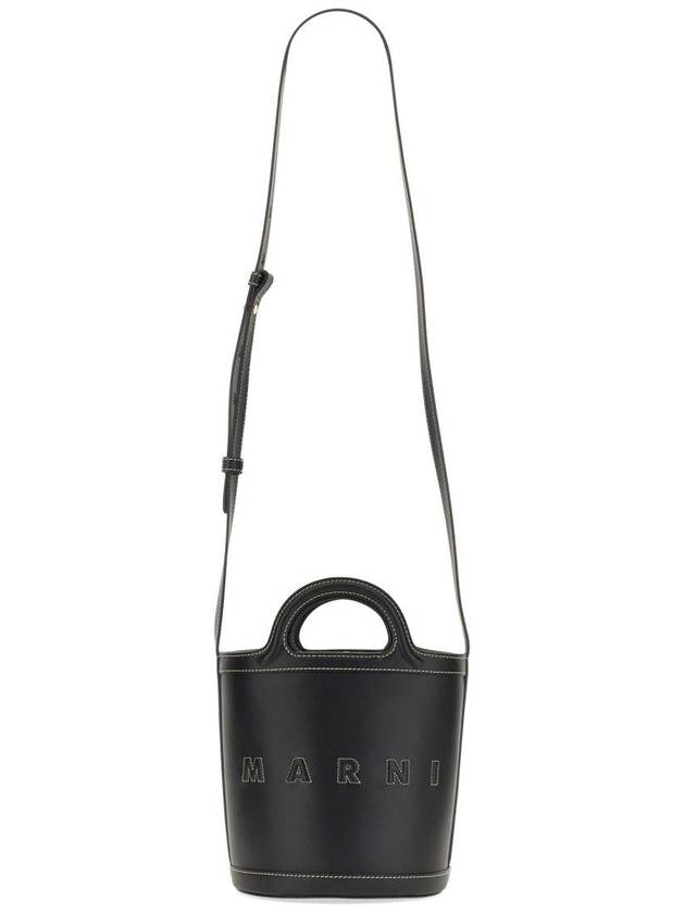 Tropicalia Leather Small Bucket Bag Black - MARNI - BALAAN 2