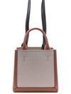 Double Up Leather Canvas Small Tote Bag Brown - TOD'S - BALAAN 5