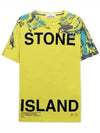 Men's Marvel Print Round Short Sleeve TShirt Yellow - STONE ISLAND - BALAAN 2