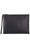 Men's Intrecciato Strap Clutch Bag Black - BOTTEGA VENETA - BALAAN 2