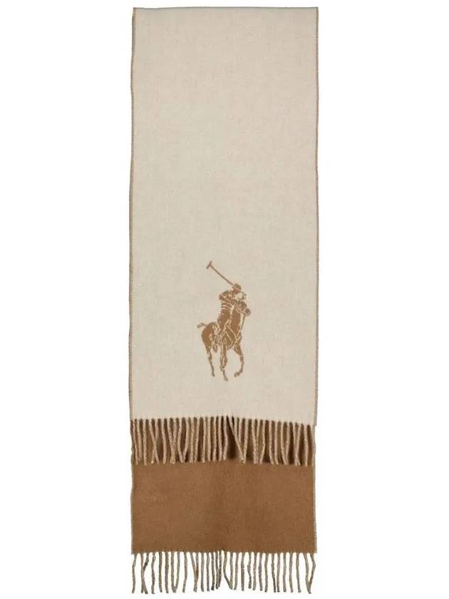 Pony Motif Wool Scarf Camel - POLO RALPH LAUREN - BALAAN 4