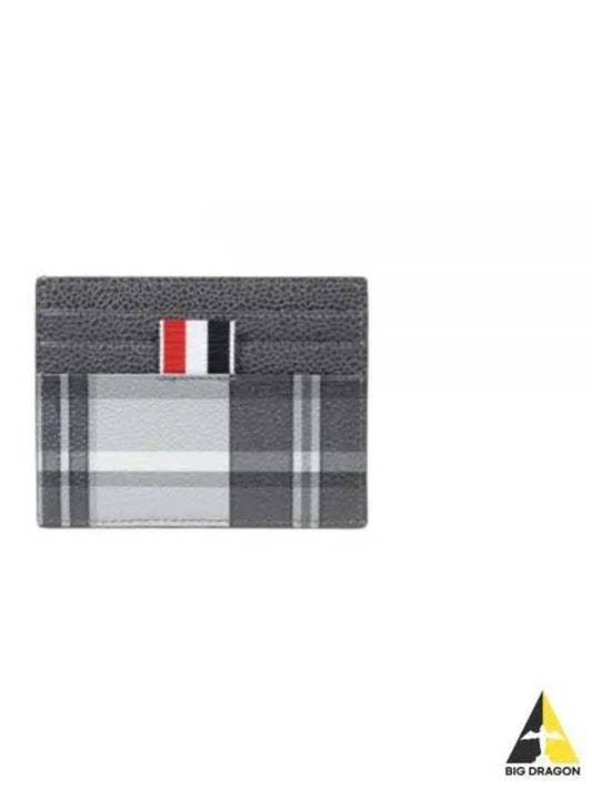 4-Bar Madras Pebble Grain Leather Card Wallet - THOM BROWNE - BALAAN 2