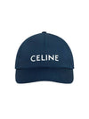 Embroidered Logo Cotton Ball Cap Navy - CELINE - BALAAN 3