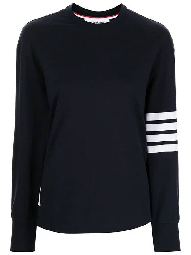 Engineered 4 Bar Medium Weight Jersey Oversized Long Sleeved T-Shirt Navy - THOM BROWNE - BALAAN 2