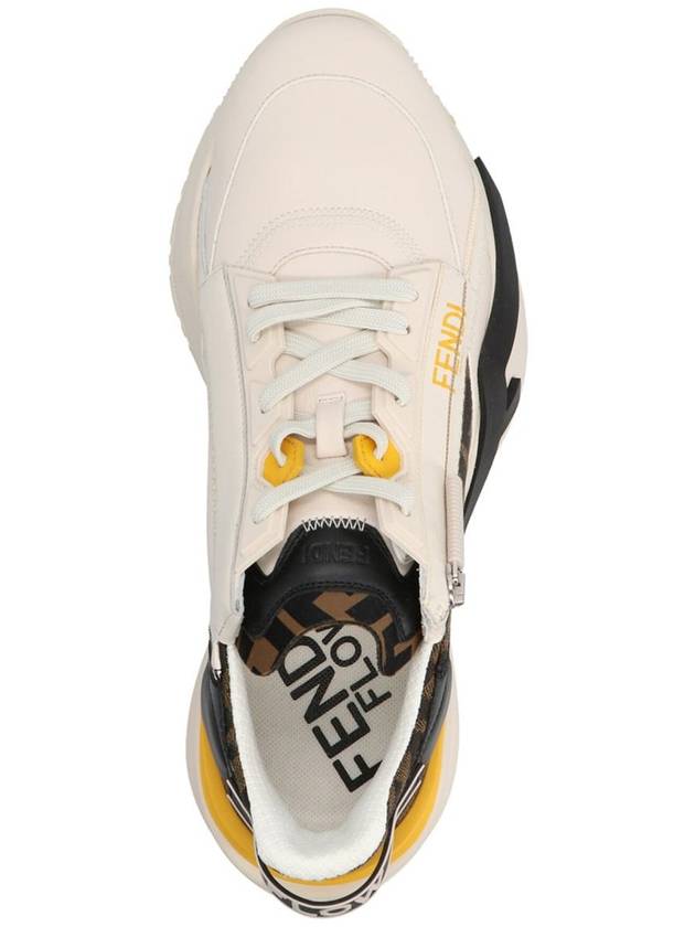 Flow FF Jacquard Leather Running Low Top Sneakers White - FENDI - BALAAN 5