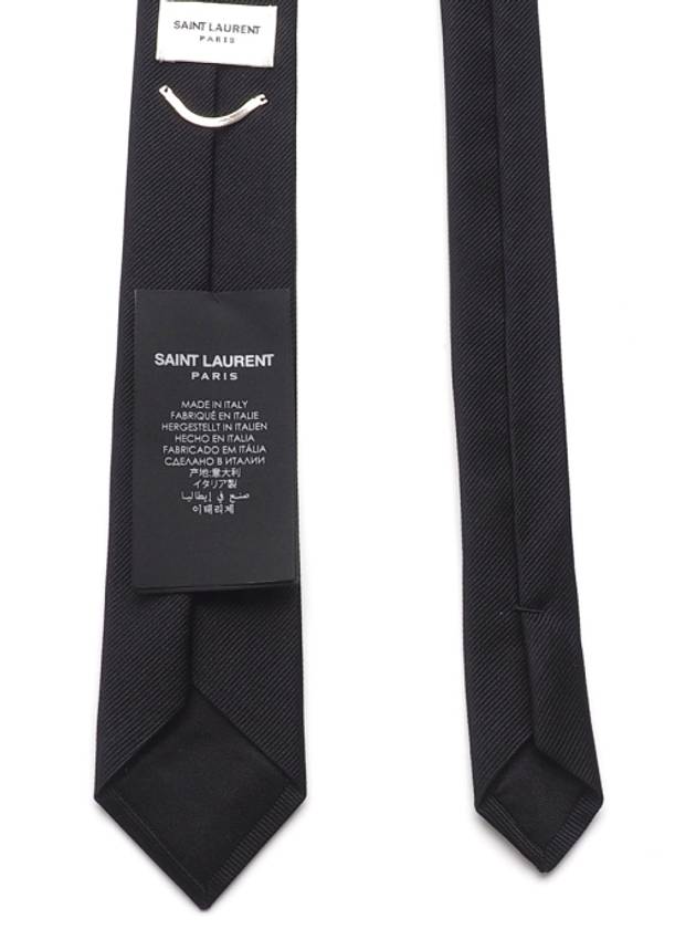 Men's Signature Evening Skinny Silk Tie Black - SAINT LAURENT - BALAAN 5