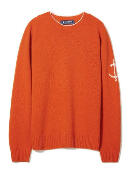 Wholegarment merino wool sweater orange - GUERNSEY WOOLLENS - BALAAN 1
