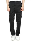 Garment Dyed Old Effect Stretch Broken Twill Cotton Cargo Pants Black - STONE ISLAND - BALAAN 2