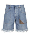 Fringe Denim Shorts Blue - FENDI - BALAAN 5