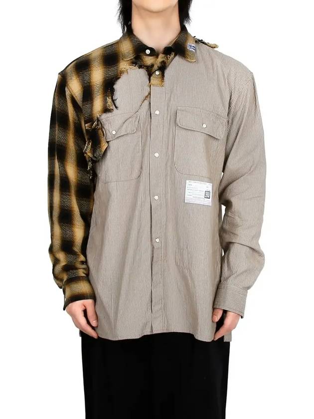 Broken Check Cotton Long Sleeve Shirt Brown - MAISON MIHARA YASUHIRO - BALAAN 2