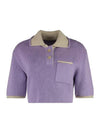 Le Maille Arco Contrasted Cropped Knit Polo Shirt Purple - JACQUEMUS - BALAAN 2