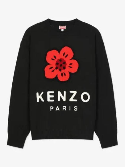 Boke Flower Crew Neck Knit Top Black - KENZO - BALAAN 2