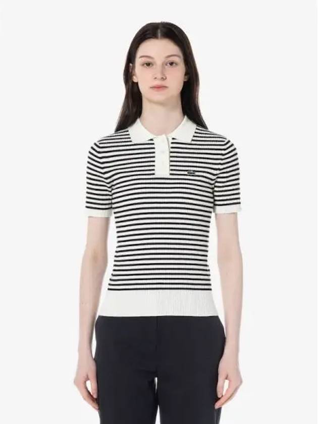 Women s cable short sleeve polo t shirt sweater PF497E 54G HD domestic product GQ2N24022818088 - LACOSTE - BALAAN 1