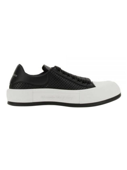 Men's Plimsoll Perforated Deck Low Top Sneakers Black - ALEXANDER MCQUEEN - BALAAN 1