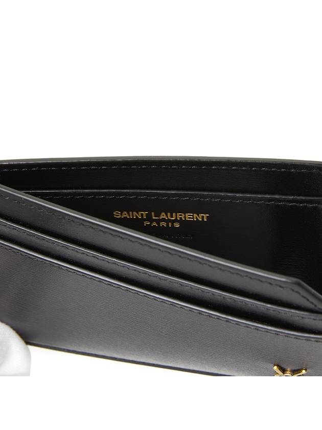 Tiny Cassandre Open Shiny Leather Card Wallet Black - SAINT LAURENT - BALAAN 7